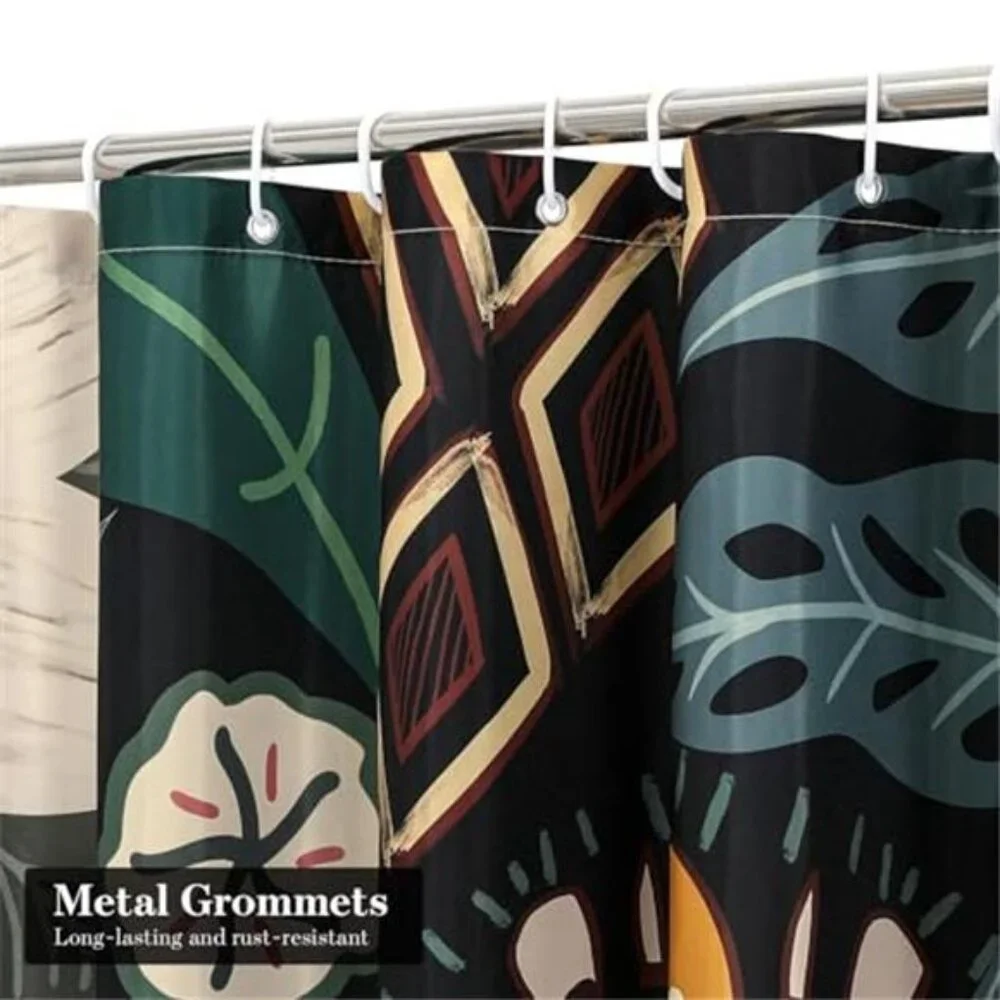 Boho Floral Shower Curtain, Spring Tropical Leaves Fabric Cloth Shower Curtains